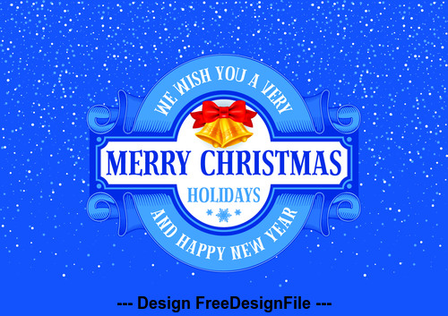 Christmas elements blue label background vector