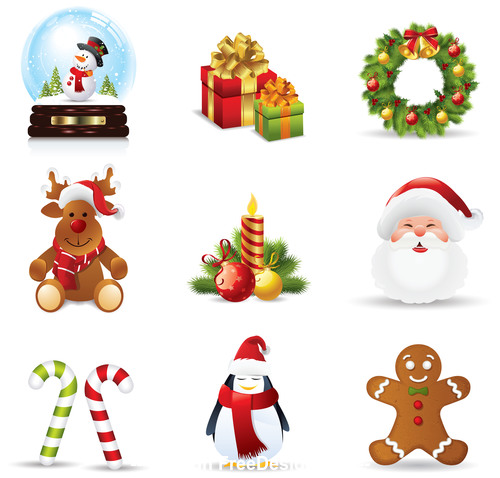 Christmas elements icons vector