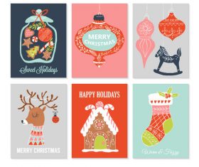 Christmas gift tags design with flat modern icons vector