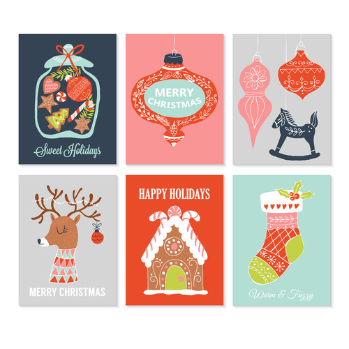 Christmas gift tags design with flat modern icons vector