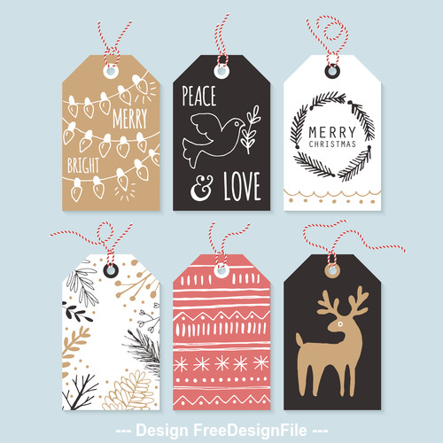 Christmas hand drawing gift tag element design vector