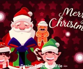 Christmas illustration santa claus and children vector