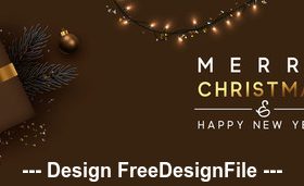 Christmas lantern and gift box decoration banner vector