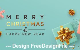 Christmas ornaments gift box and snowflakes vector