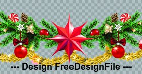 Christmas pine branches candy decoration background template vector