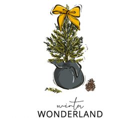 Christmas tree and bow decoration vector