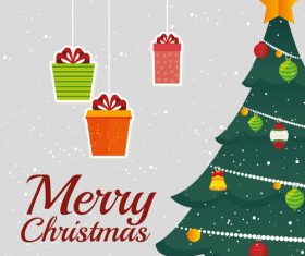 Christmas tree and gift vector