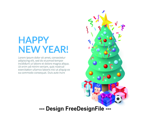 Christmas tree ornaments 3D concept illustration vector