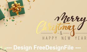 Clock and gift box decorated christmas background vector