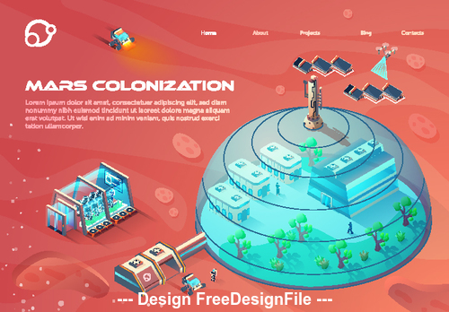 Colonization mars concept illustration vector