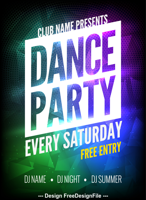 Color font dance party poster vector