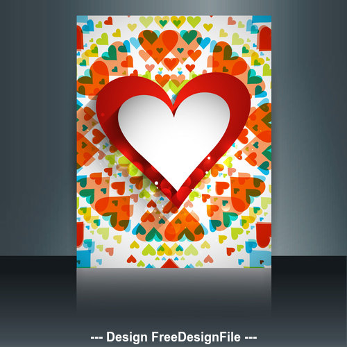 Color heart shaped brochure cover vector