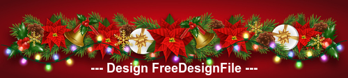 Colorful lights embellished decorated Christmas banners vector free