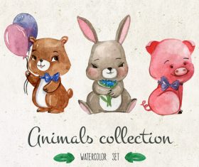 Colorful watercolor animal painting vector