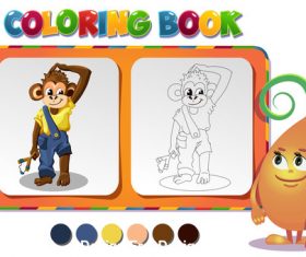 Coloring book about monkey boy vector