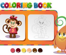Coloring book about monkey girl vector