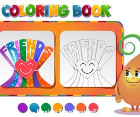 Coloring book friendship day vector
