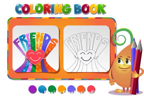 Coloring book friendship day vector