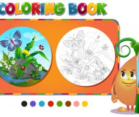 Coloring book insects in the forest glade vector