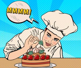 Comic pastry chef vector