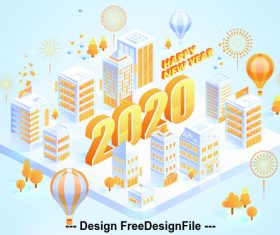 Concept illustration 2020 Happy new year vector