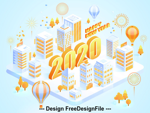 Concept illustration 2020 Happy new year vector