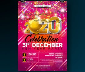 Confetti 2020 new year party poster vector