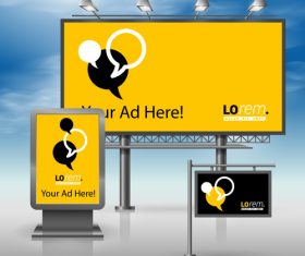 Corporate identity yellow billboard sign light bo vector