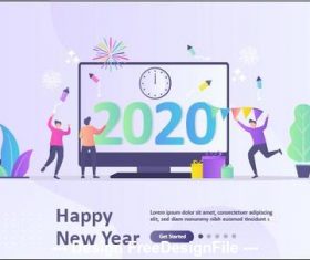 Countdown happy new year cartoon illustration vector