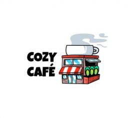 Cozy cafe mascot logo vector