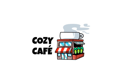 Cozy cafe mascot logo vector