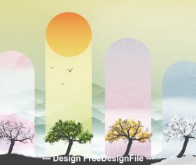 Creative four seasons banners vector