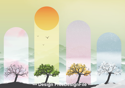 Creative four seasons banners vector
