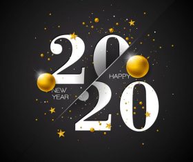 Crossbar 2020 new year and golden ball vector