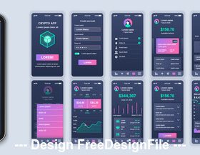 Crypto app App Ui Kit Screen vector