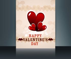 Cute Valentines Day Brochure Heart Shaped Cover vector