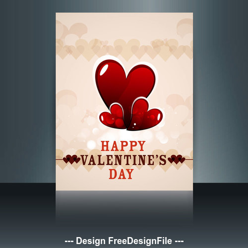 Cute Valentines Day Brochure Heart Shaped Cover vector