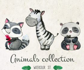 Cute colorful watercolor animal painting vector