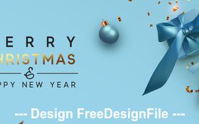 Cyan background colorful balls ornaments merry christmas vector