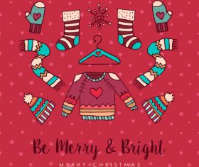 Design cartoon christmas elements background card vector