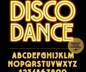 Disco dance color alphabet vector