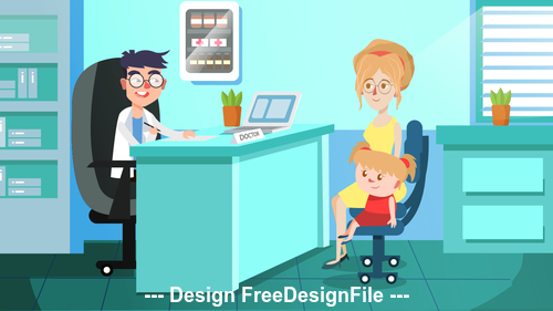 Doctor and patient cartoon Illustration vector free download