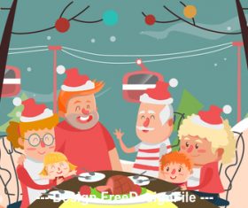 Family christmas cartoon illustration vector