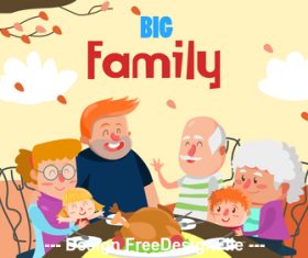 Family party cartoon illustration vector