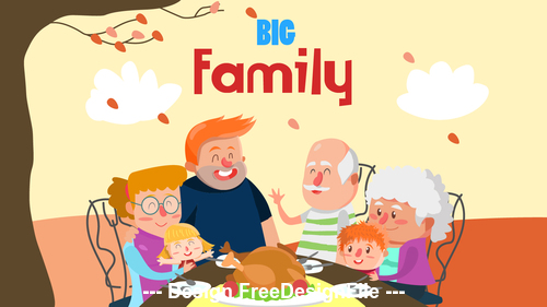 Family party cartoon illustration vector