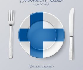 Finland authentic cuisine and flag circ icon vector