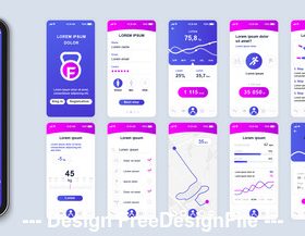 Fitness mobile app Ui Kit Screen vector