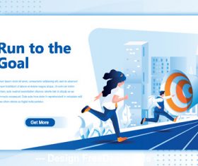 Flat isometric vector 3D run to the goal