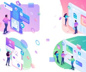 Flat isometric vector concept illustration vector