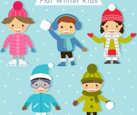 Flat winter kids vector